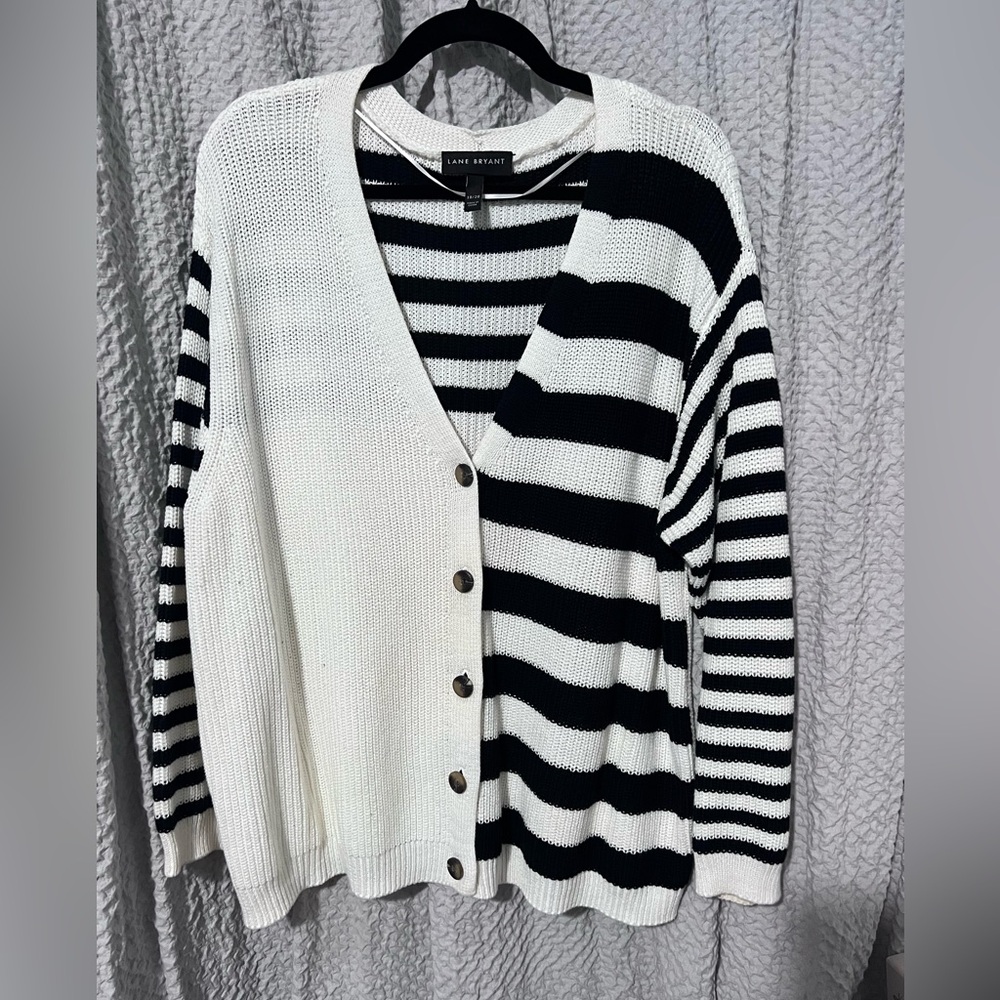 Lane Bryant Knit Stripe Cardigan Sweater Size 18/20